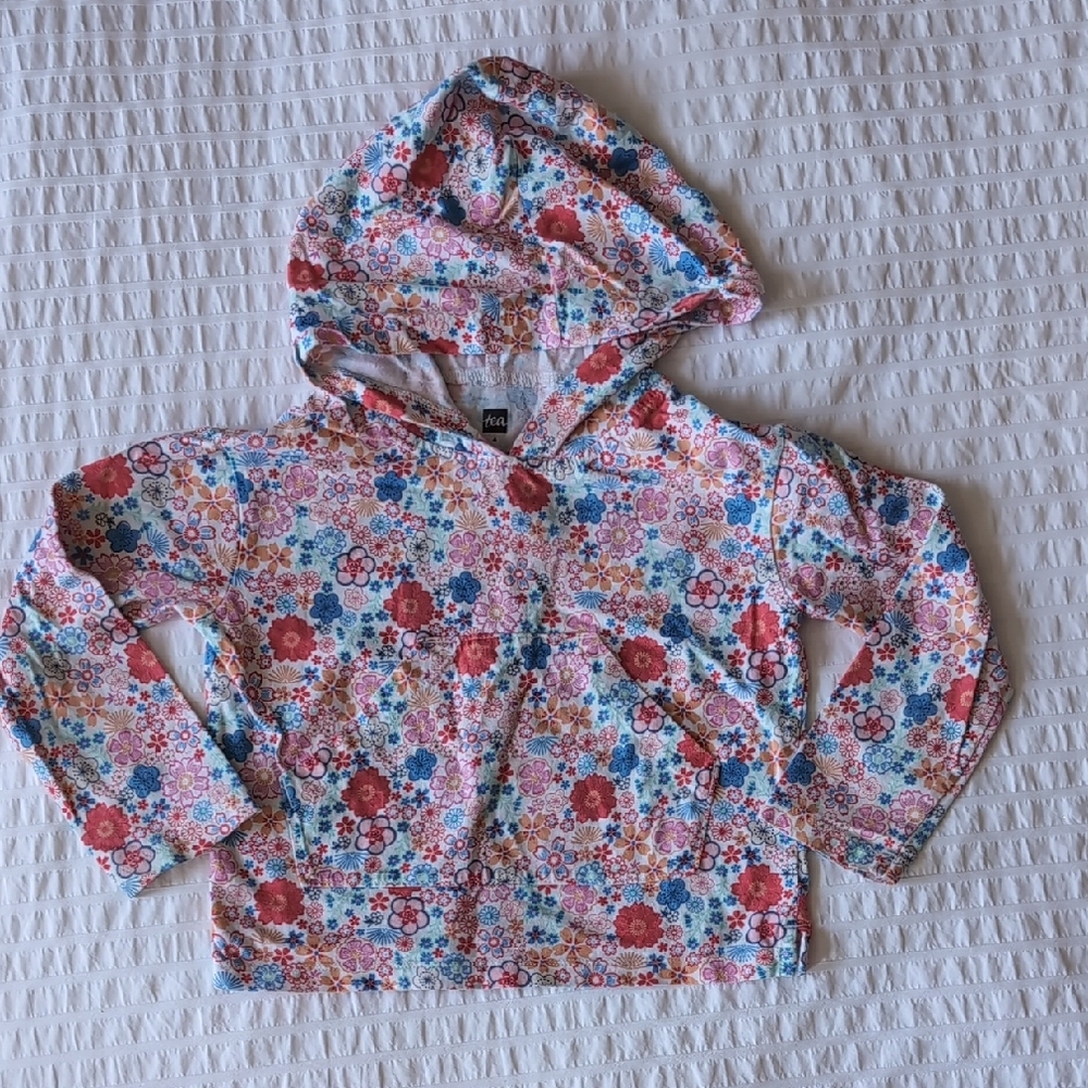 Tea Collection Floral Hooded Top with Kanga Pocket